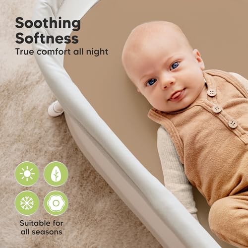 Image of 2pk Waterproof Bassinet Sheets Girls, Boys 33x17 Universal Fit (Pecan) | Cotton, Bassinet Mattress Pad Protector Cover, Compatible with Graco,Baby Delight,Chicco,Halo Bassinest Swivel Sleeper Fitted