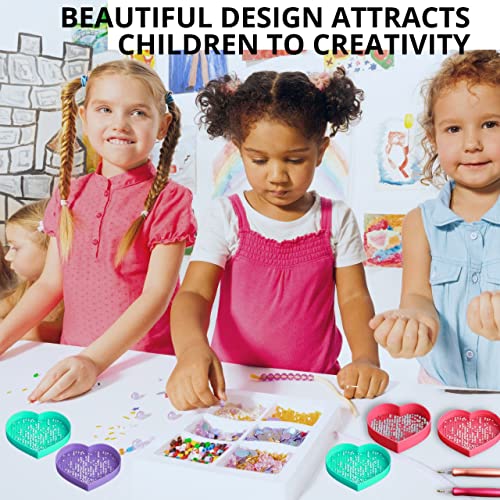 6Pcs Heart Diamond Painting Bead Sorting Trays Diamond Art Tray Tools Accessories For Diy Craft Rhinestone Plate Tray Small Plastic Boxes Pink Purple Blue Cross Nail Dotting Tools Heart Shape #TOP7