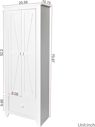 Miniatura 2 de Ataucjin Armarios de despensa de almacenamiento, despensa de cocina de 71 pulgadas con 2 puertas de granero, armario de almacenamiento de 4 capas,