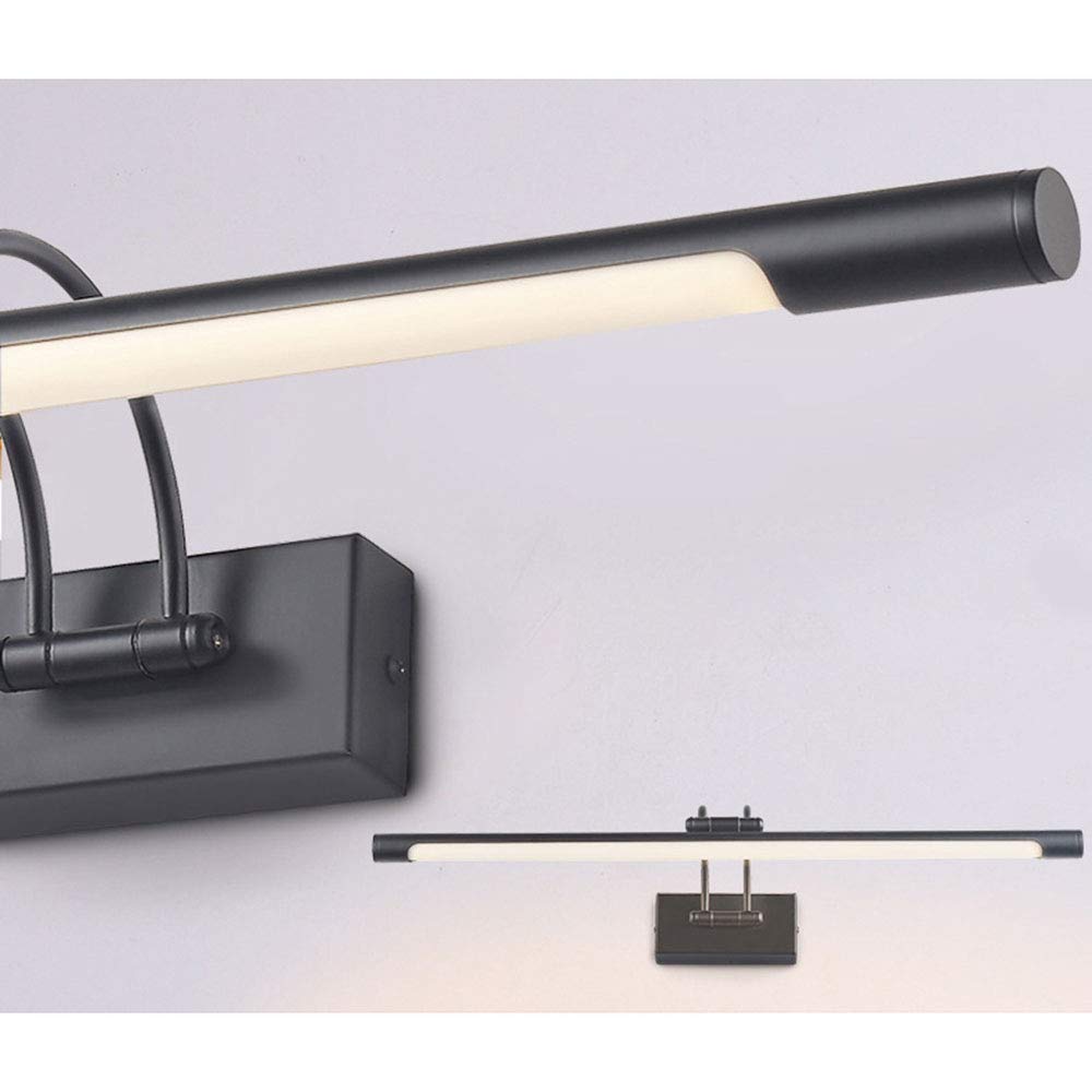 LED Spiegellampe Badezimmer 8W Moderne Spiegellampe Wasserdichte Acryl Drehbares Schwarz Schminktisch Lampe Vintage für Badleuchte Bad Spiegelleuchte Wandbild Leselicht Warmweiß L49.5cm