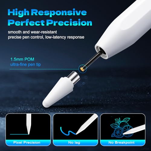 Image of Stylus Pen for Touchscreen,Luntak Universal Magnetic Fine Point iPad Pencil for Android & iOS Smartphone and Tablet,POM Tip Stylus Pen for iPad /iPad Pro /iPhone /Samsung /Lenovo /Huawei and so on-White