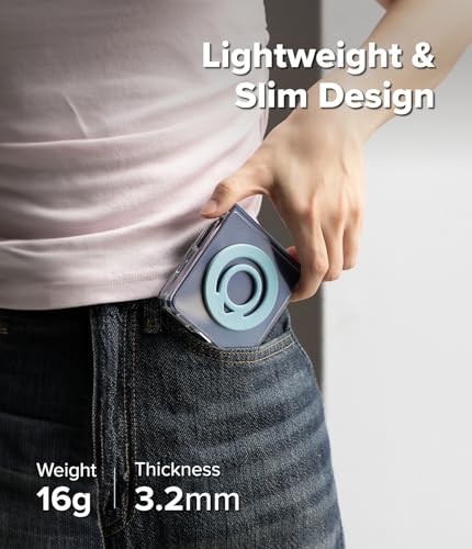 Image of Ringke Dual Magnetic Silicone Ring [Compatible with MagSafe Cases] [Double-Sided Magnetic Loop] Soft Silicone Removable Phone Finger Ring Grip Holder - Light Teal