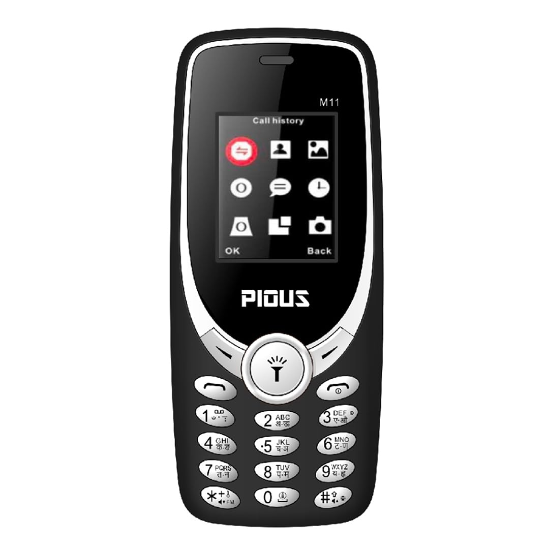 Pious M11 Dual Sim Mobile Phone (1.8 inch Display, Wireless FM Radio, 3000 mAh Battery, Made in India, Black) (B0CV5J4339) Amazon Price History, Amazon Price Tracker