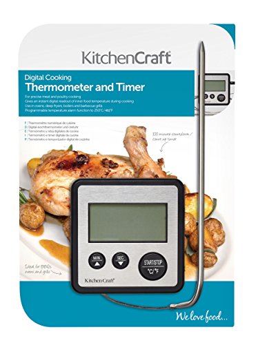 KitchenCraft KC Blue Digital Cooking Thermometer and Kitchen Timer, Stainless Steel, Silver, 8 x 8 x 2 cm - Image 3