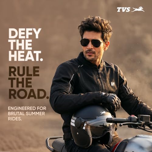 Image of TVS Ronin Edition Mesh Riding Jacket for Men | CE Level 2 Lightweight Back, Shoulder & Elbow Armours, 600D Protection, Lightweight Summer Motorcycle Jacket for Touring, City Riding