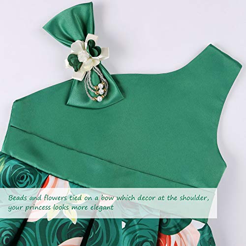 Cichic Girls Dresses Flower Girl Wedding Dress Elegant Dresses For Party 7-8 Years, Green #TOP4