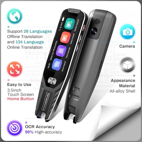 Image of AI Translation Pen, S8H Translator Pen, Reading Pen for Dyslexia, Language Translator Device, Scan Reader Pen, Support 131 Languages Online & Offline Translation, for Student Lecture Travel