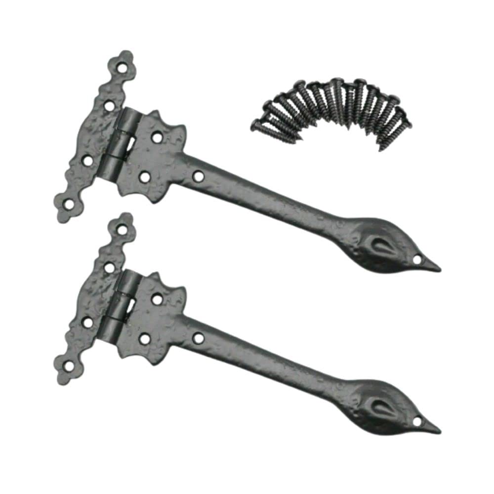 Sisi Uk Black Antique Door Spear Door Hinge 9 Inch False Tee Door Hinges Decorative Victorian Spear Garage Gate Hinge Sliding Door Front Hinge With Matching Fixing Screws Pack Of 2.