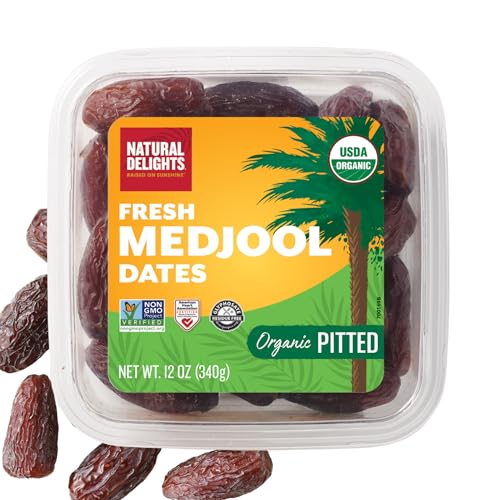Natural Delights Medjool Dates - Jumbo USDA Certified Organic Pitted Dates Medjool, Non-GMO...