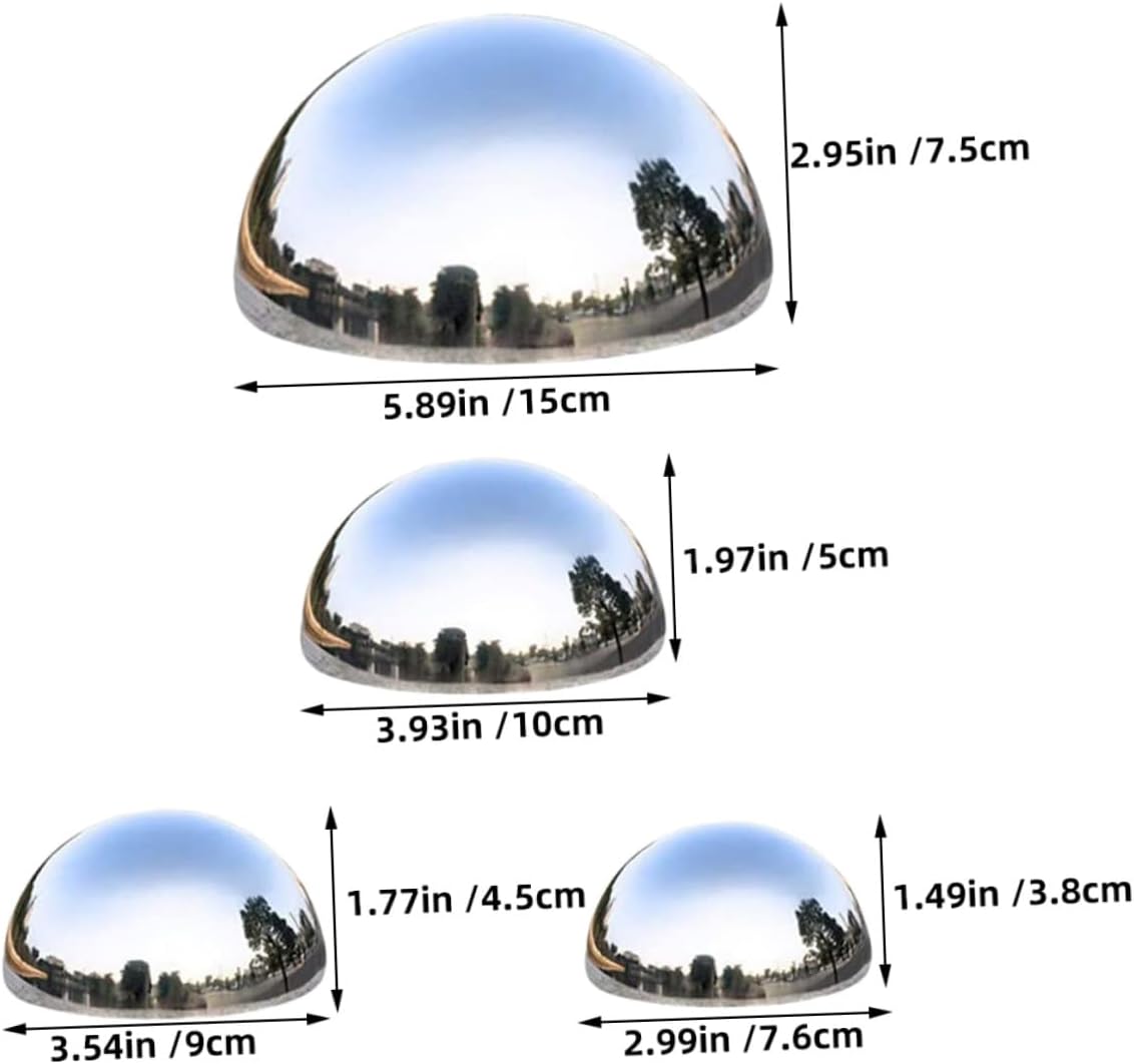 TEHAUX 7pcs Stainless Steel Gazing Balls Garden Reflective Globes Set for Outdoor Lawn Decoration, Polished Mirror Spheres with 76mm, 90mm, 100mm, and 150mm Sizes, Weather-Resistant