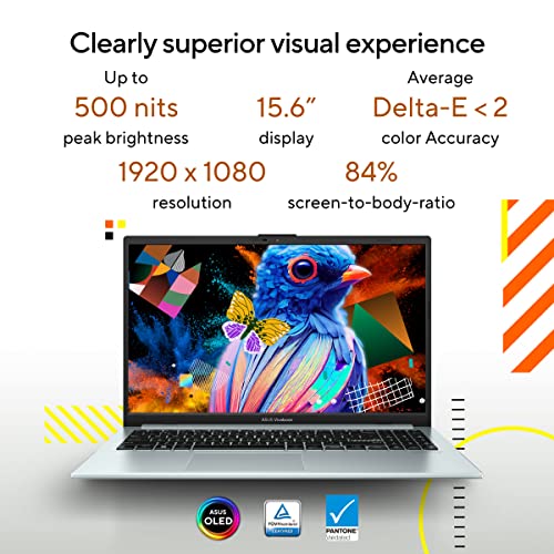 Image of ASUS Vivobook Go 15 (OLED), AMD Ryzen 5 7520U, 16GB RAM, 512GB SSD, FHD OLED 15.6 inch /39.62cm, Windows 11, MS Office 2021, Green Grey, 1.63KG, E1504FA-LK543WS, Backlit Keyboard Laptop