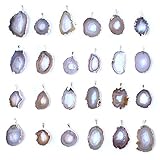 Agate Geode Slice Pendants Rock Paradise Beautiful Natural Agate Slice Druzy Pendant Silver Plated Edge
