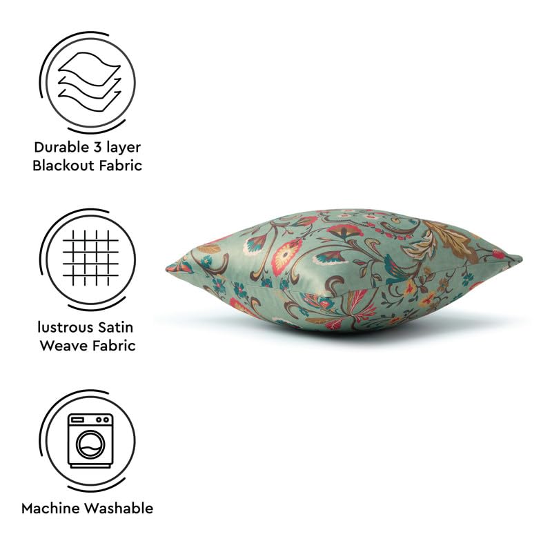 Encasa XO Decorative Throw Pillow Covers 20x20 in - Polyester Floral Digital Print T1 Timeless, 50 x 50 cm (Pack of 2) - Image 3