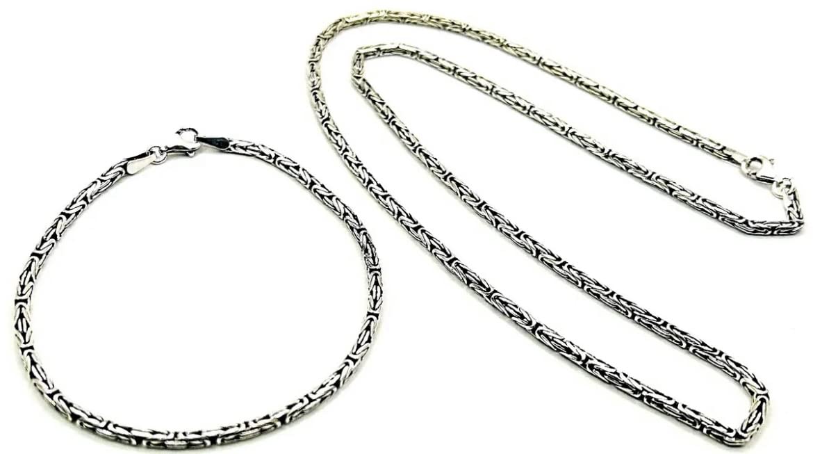 Königskette Massiv Rund 925er Echt Silber oxidiert 2,5mm Breite, Halskette (50 - 60cm Länge) oder Armband (20cm Länge) Herren Kette, mit Schmuckbox, Herren-Schmuck Geschenkidee Vatertag, Geschenke Männer