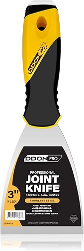 Herramienta raspadora de cuchillo de masilla flexible, hoja de acero inoxidable con mango de agarre suave, herramienta raspadora de metal para