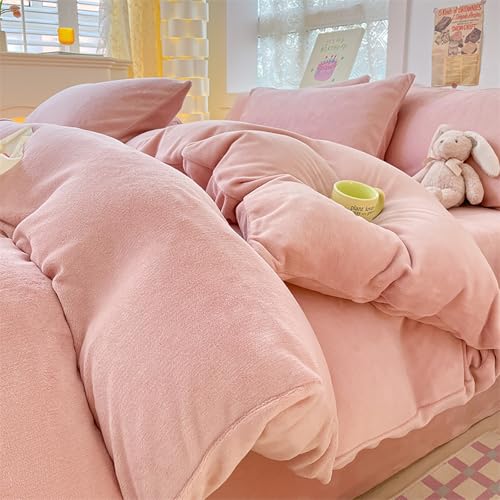 4 Piezas,Juego De Funda Nórdica De Terciopelo Esponjoso Tamaño Completo Otoño Invierno,Funda De Edredón De Franela Suave Y Cálida,Juego De Funda Nórdica De Cama Reversible De Felpa Acogedora De Lujo(R