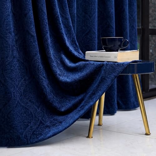Image of IVAZA Velvet Fabric Emboss Long Door Curtains 10 Feet Set of 2| Panel Thick Curtains for Home and Office Decor | Eyelet Grommet Bohemian Curtains for Living Room Kitchen Hall, (4x10 Ft, Maroon