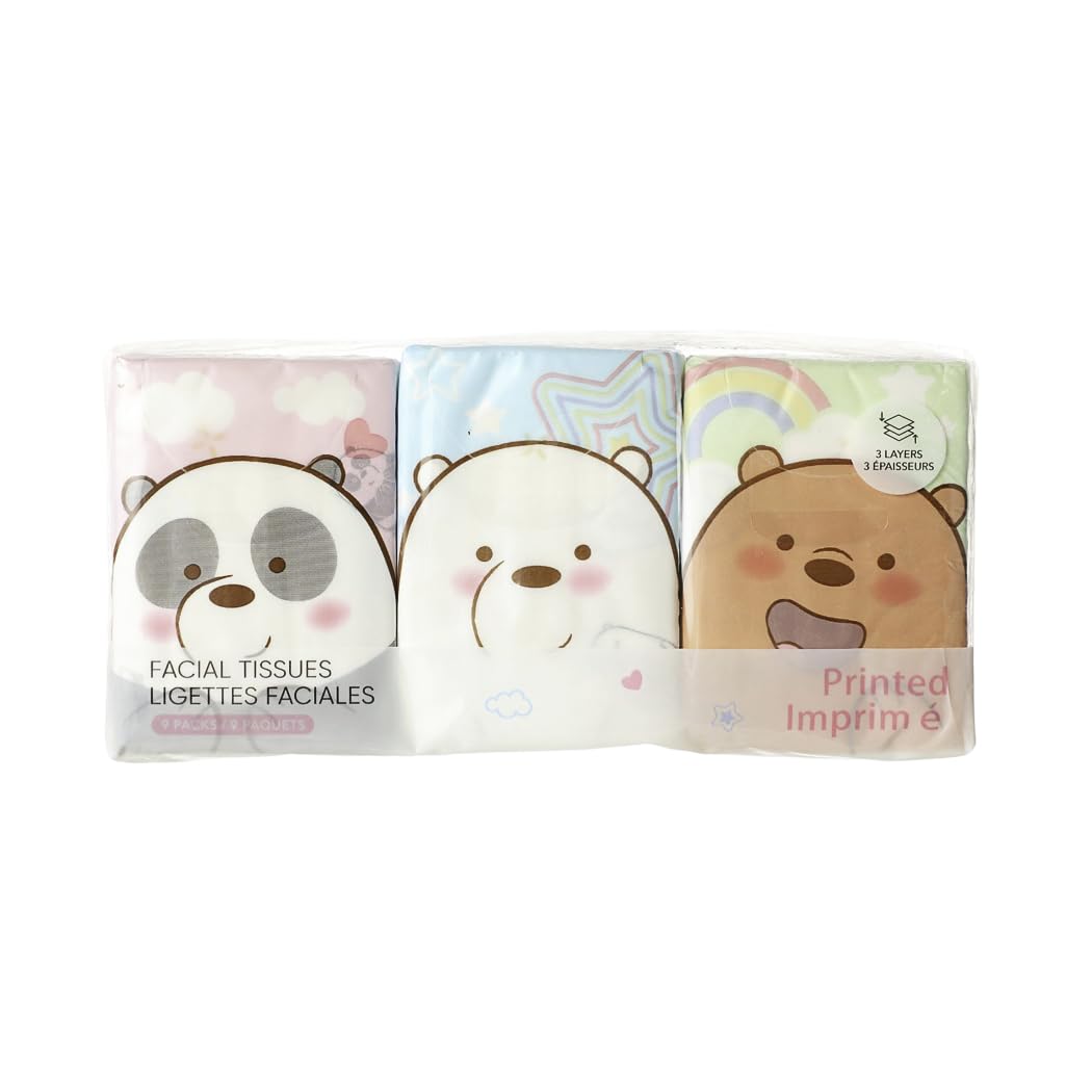 MINISOWe Bare Bears Collection 4.0 Fragrance-Free Facial Tissues with Prints, 9x9 Sheets