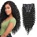 FASHION LINE Synthetic Clip in Hair Extensions Double Weft Full Head Straight/Body Wave/Deep Wave 7 Pieces(24" Deep Wave, 1B Natural Black)