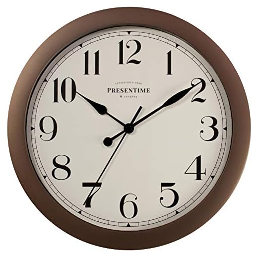 Presentime & Co 11.5" Farmhouse Antique Bronze/Rustic Round Decorative Wall Clock, Quartz Movement, Battery Operated, Rustic Bronze Finish