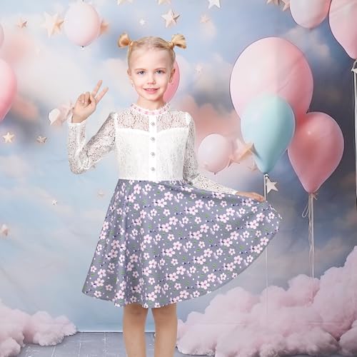 Sunny Fashion Girls Dress Green Floral Lace St Patrick Clover Party Long Sleeve2