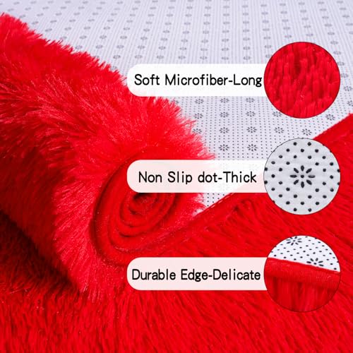 KING DARE 6x9 Area Rugs for Living Room Red Rug, Fluffy Shaggy Fuzzy Plush Furry Large Floor Carpet, Anti-Slip Washable Modern Soft Rug for Bedroom Girls Boys Room Indoor