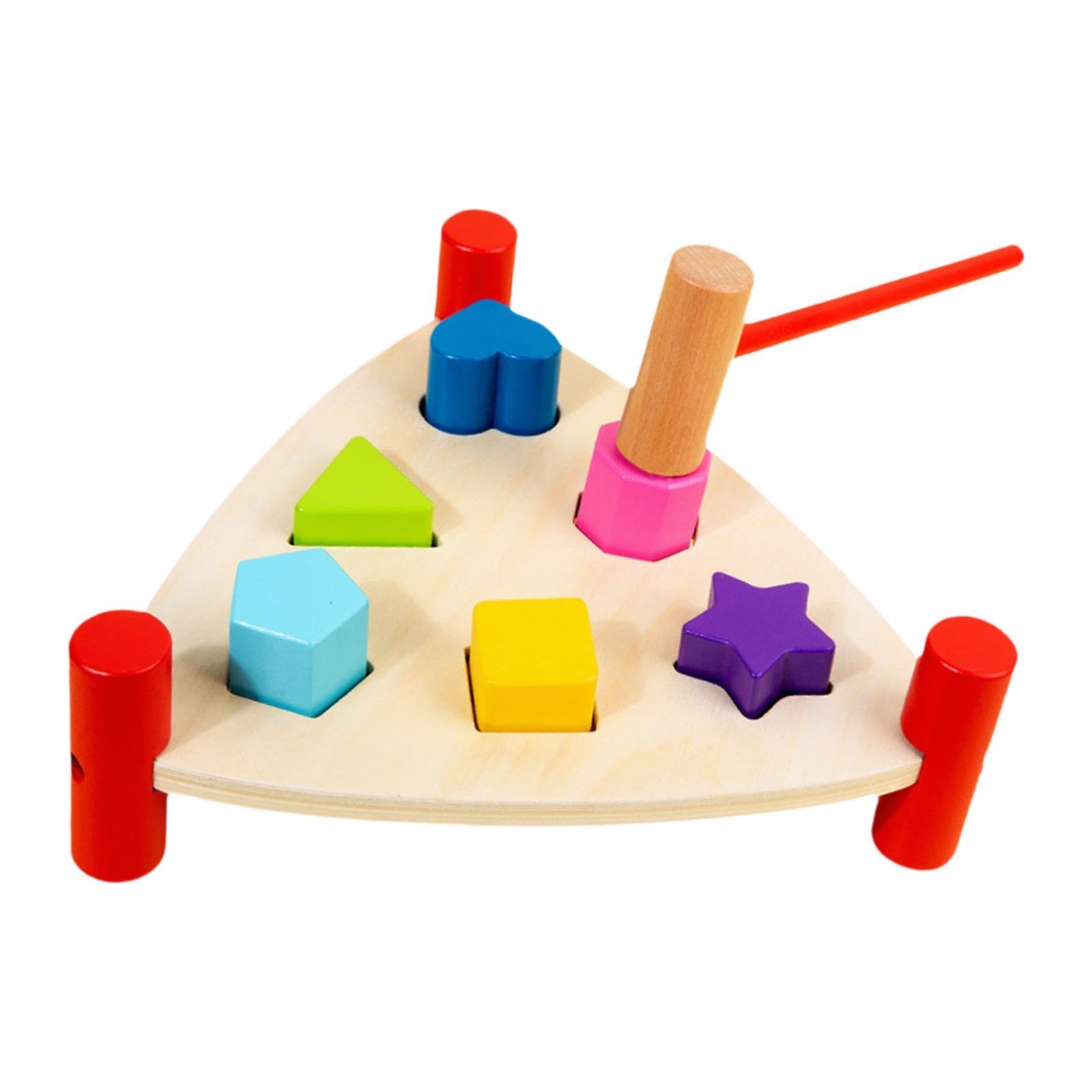 Holzspielzeug Schlagbank Hammerbank Motorikspielzeug Holzklopfbank mit Holzhammer Pädagogisches Spiel für Jungen Und Mädchen für Zuhause Vorschule All, Dreieck