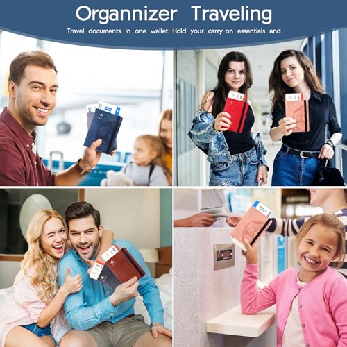 Passport Holder and Card Slot Combo RFID Blocking Leather Personalized Travel Passport Wallet for Men and Women US Passport Cover Protector (Soccer blue)4