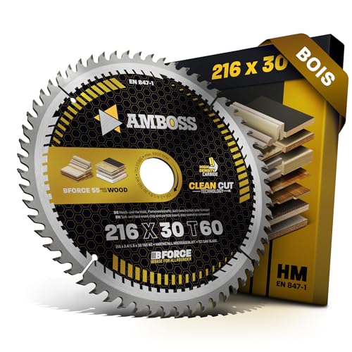 AMBOSS lame scie circulaire 216x30mm (bois) - lame de scie 216 avec 60 dents - lame scie circulaire...