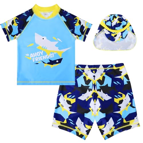 Opiniones de Pantalones de traje para Niño los más recomendados. 49 AUTOWT 3 Pcs Traje de Baño para Niños, Traje Baño Protección UV para Niños Traje Surf Secado Rápido con Pantalones Cortos Manga Corta Sombrero Protección Solar Adecuado para...