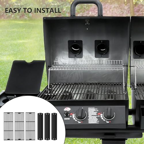 Image of CANDANA Replacement Parts for Chargriller 3001, 3008, 3030, 4000, 5050, 5252 Grill Models, Stainless Steel Burner, Porcelain Steel Heat Plates, Porcelain Cast Iron Cooking Grid Grates, Igniters