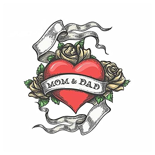 bildekaler och klistermärken bilklistermärke handmålad mamma och pappa tatuering vattentät för fönsterbeläggning repklistermärke PVC, 13 cm x 11,9 cm fashionabla coolaste kreativa klistermärken (färg: Stil A)