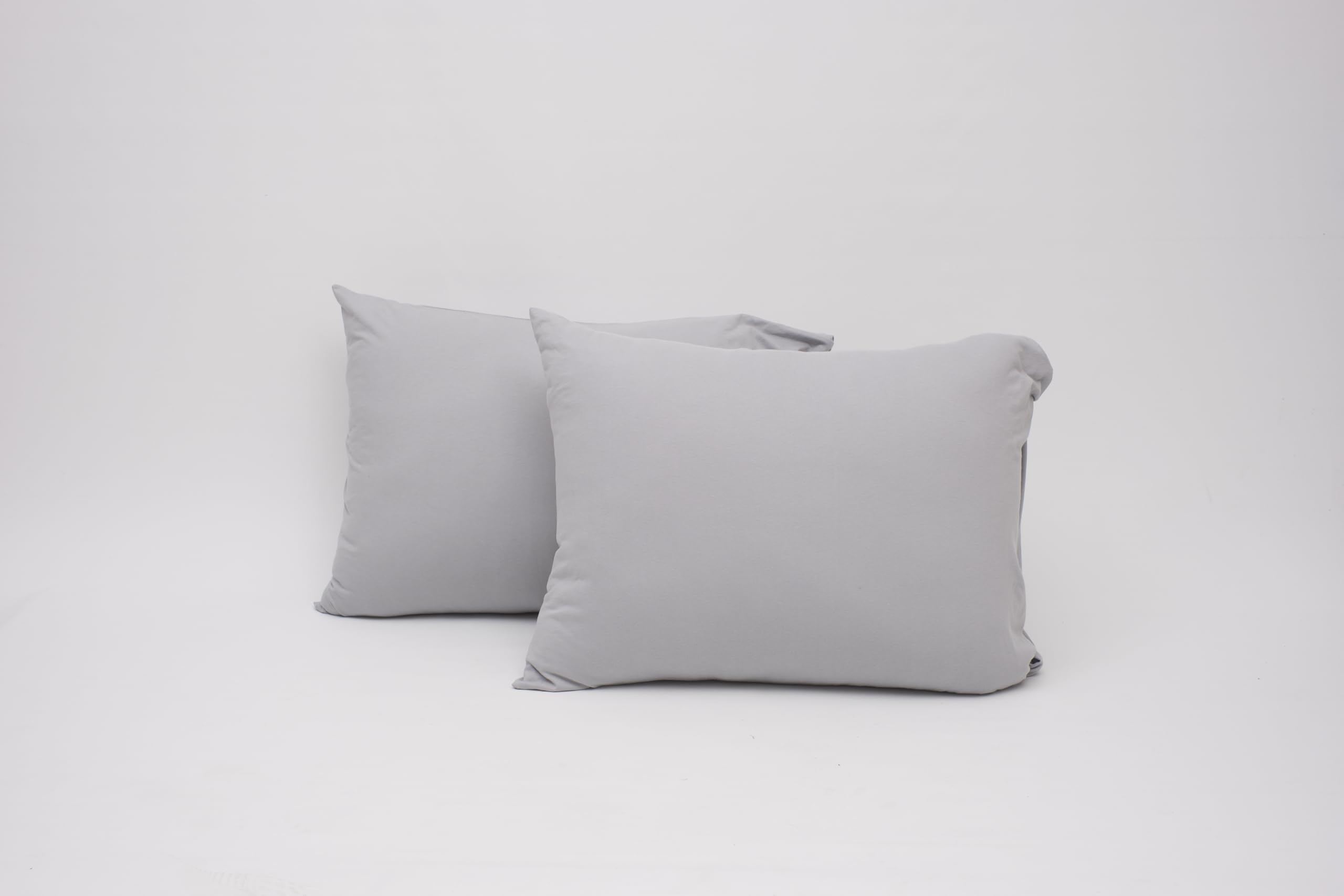 Juego de 2 fundas de almohada 100 % algodón de jersey, extrasuaves, de fácil ajuste, cómodas (tamaño estándar/Queen, 50,8 x 76,2 cm, gris)