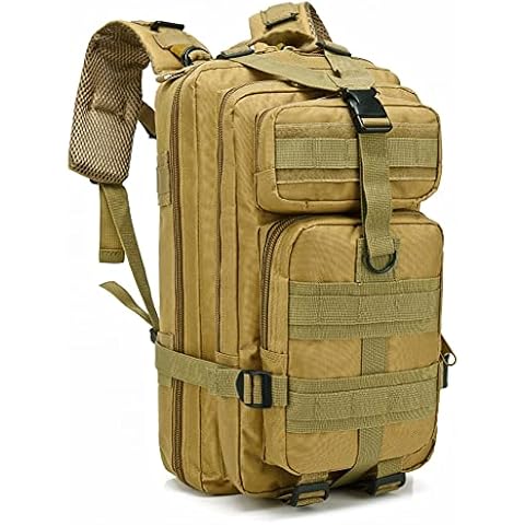 NuCamper Military Tactical Backpack Molle Army 3 Day Assault Pack for Men,30L Bug Out Bag Rucksack for Hiking Camping Travel, Khaki, 30L US, Tactical Backpack Cover