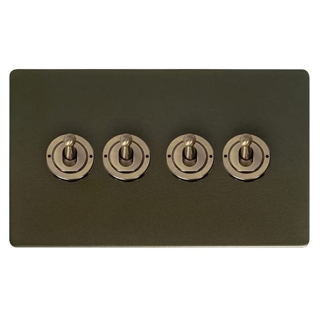 Soho Lighting Bronze 4 Gang Dimming Toggle Light Switch | Dim Lights with a Toggle Switch | Multi-Location Dimming, New Technology, Indoor Lighting, Wall Light Switch