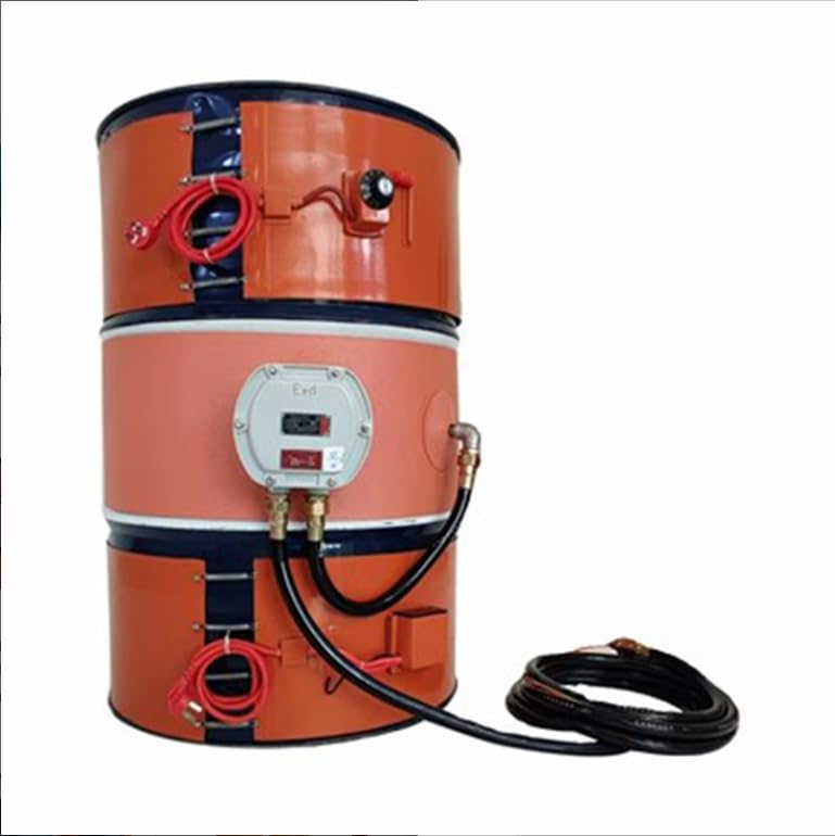 Grzałka do Beczek Z Gumy Silikonowej Z Regulowanym Termostatem - Metalowa Beczka 200 L, Elektryczna Grzałka 2000 W do Zbiorników Oleju/Gazu, Praktyczna I Efektywna Kontrola Ciepła