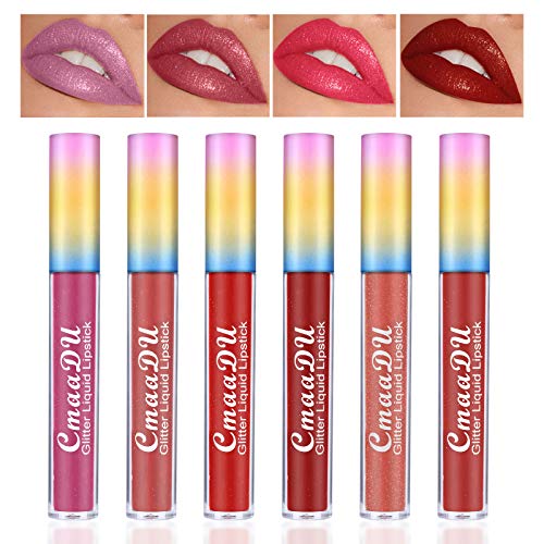 Ownest 6 Colors Lip Gloss Set,Shimmer Lip Gloss Moisturizing Liquid Lipstick Colorful Matte Lipstick Makeup Waterproof Long Lasting Lip Gloss Set-4ml