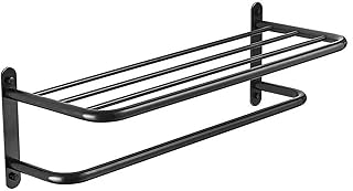 Bathroom Shelf Stainless Steel Bath Towel Rack Chrome Polished Bathroom Wall Mounted Towel Rail Double Towel Rails Bar Hardware Wall Mount Holder Shelf Storage Rack for Hotel Home Bathroom Yearn for