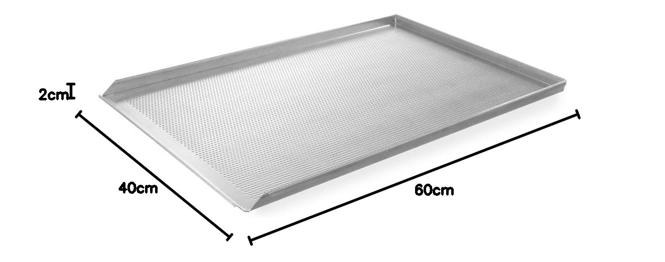 HENDI Backblech, perforiert, mit 3 Aufkantungen, geeignet zur Verwendung in Öfen, Blech, Ofenblech, Kuchenblech, Lochbackblech, 600x400x(H)20mm, Aluminium
