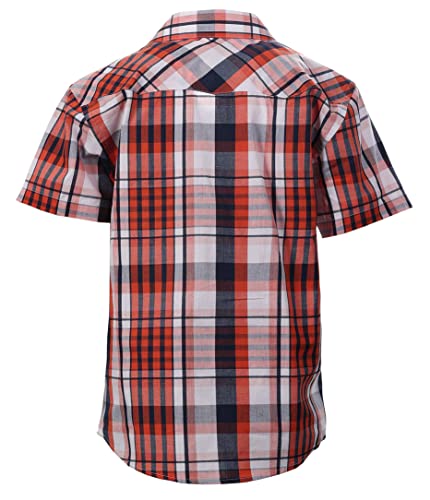 Image of Gioberti Boys Casual Western Plaid Pearl Snap-on Buttons Short Sleeve Shirt