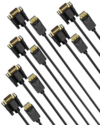 DisplayPort to VGA Cable 6FT, 6Pack Male to Male DP to VGA Adapter