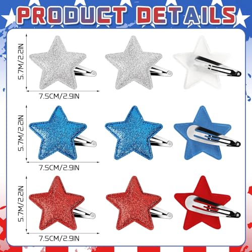Pinzas de cabello patrióticas JUNEBRUSHS set 12 piezas miniatura 3