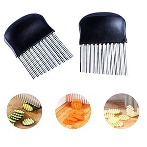 [2 stuks] Frieten snijmes | aardappelsnijmes | RVS aardappelmes | aardappelgolfmes | kan gebruikt worden om aardappelen, zoete aardappelen, fruit of groenten te snijden.