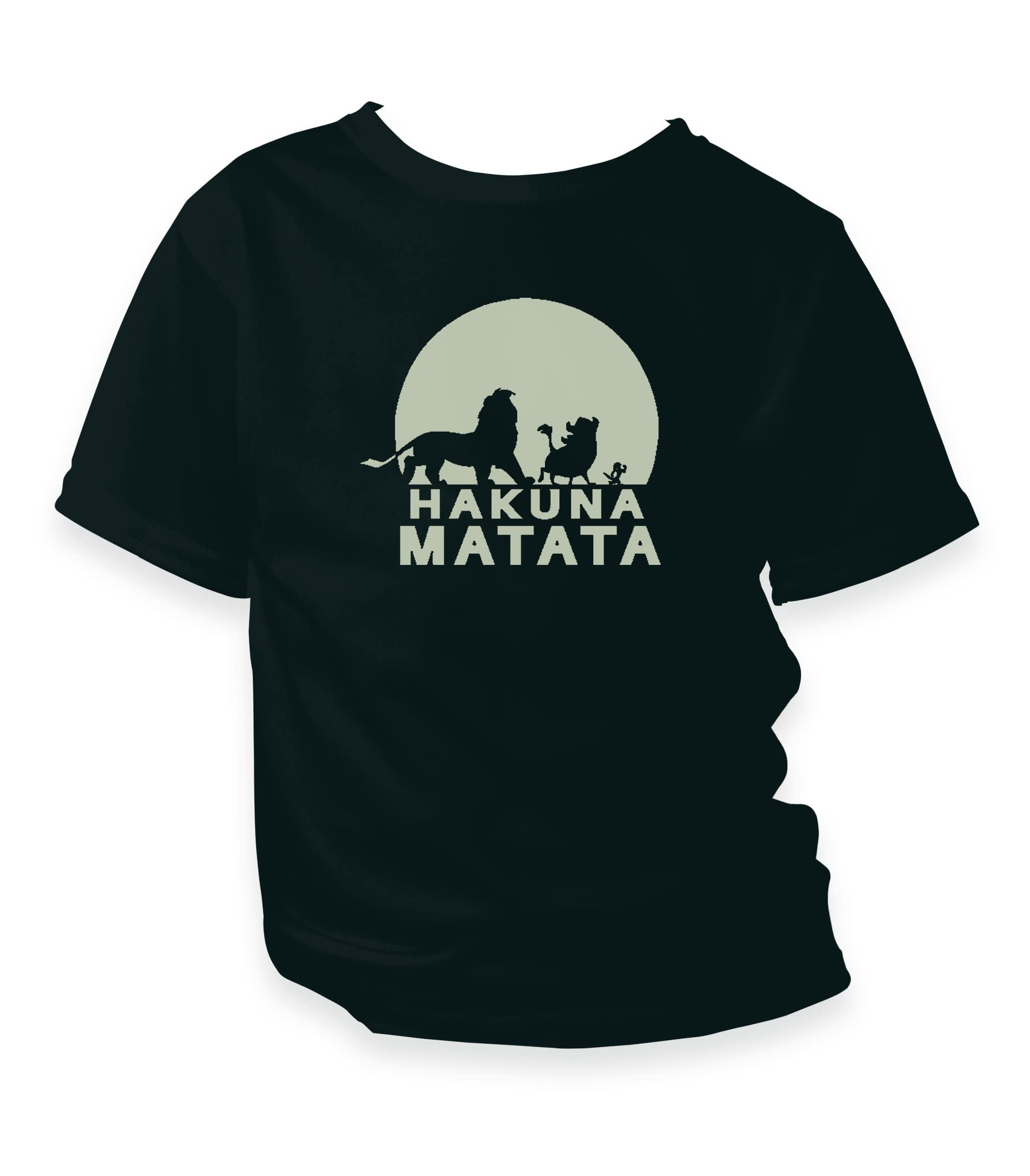 Y2kstoreHakuna Matata Lion King Glow in Dark Tshirt with Half Sleeve for Boys Design 2