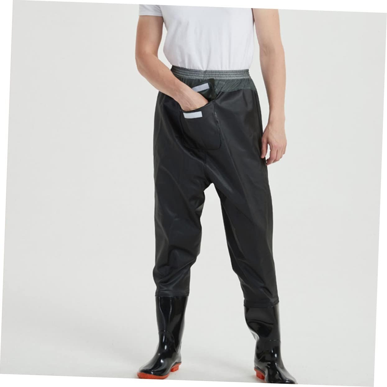 Breathable Half Body Fishing Pants Sole Lightweight and Comfortable for Outdoor Activities Black and Green