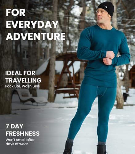 Image of Merino Wool Base Layer Mens Bottom Pants 100% Merino Wool Heavyweight, Midweight, Lite Thermal Underwear Long Johns and Socks
