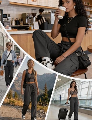 Image of Women's Cargo Pants 28 inch /30 inch Lightweight Quick Dry Casual Travel Pant Streetwear for Work Hiking Outdoor with 8 Pockets