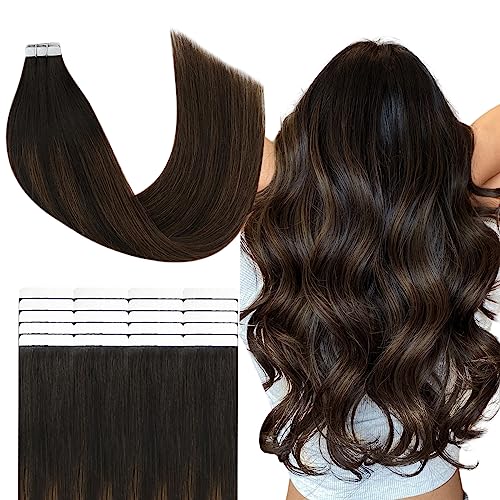 One Piece Hair Extensions Clip in Human Hair, YoungSee Clip on Hair Extensions 18inch Seamless Extensions Clip in Human Hair Remy Hair Extensions 70G Double Weft Brown Hair Clip in Extensions