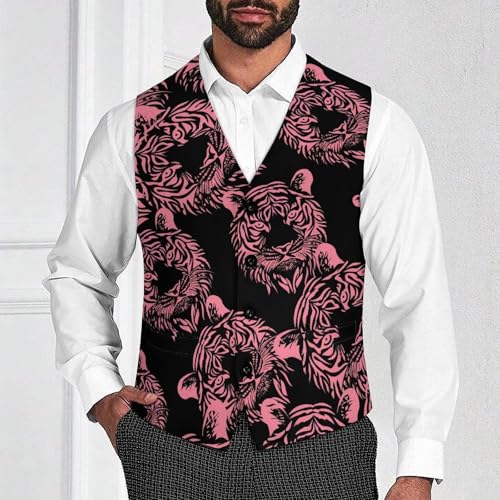 Tiger Face Men's Suit Vests Business Formal Dress Vest V-Neck Waistcoat for Wedding Casual2