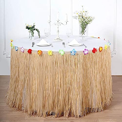 Balsa Circle 9 feet x 29" Natural Raffia Plastic Table Skirt Hawaiian Tropical Luau Fringe Party Events Decorations Supplies